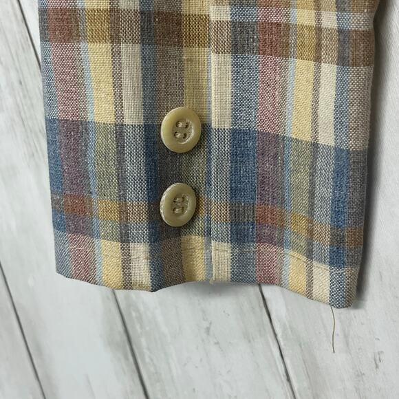 Billy The Kid Vintage Plaid Pastel Long Sleeve 2 Button Front Pockets Blazer 12 - Picture 4 of 9